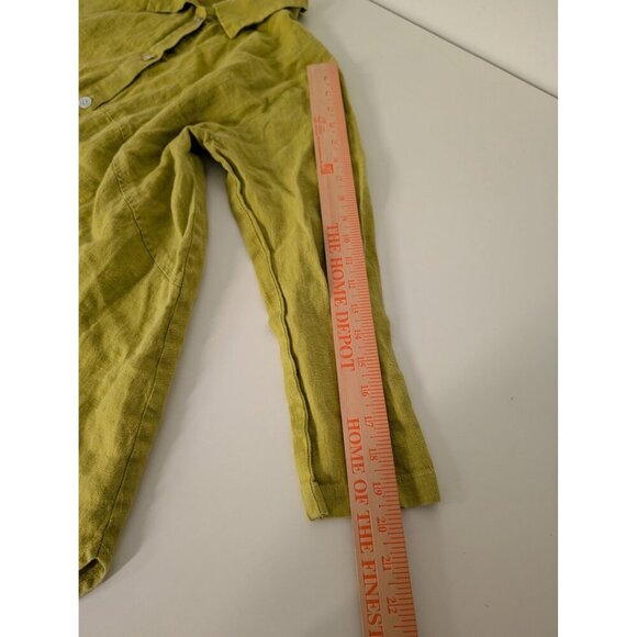 Christopher Calvin Linen Tunic Womens Size Small Chartreuse Yellow Lagenlook - Picture 9 of 12